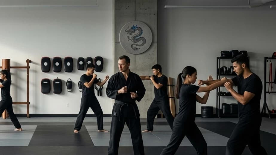 Martial arts students training